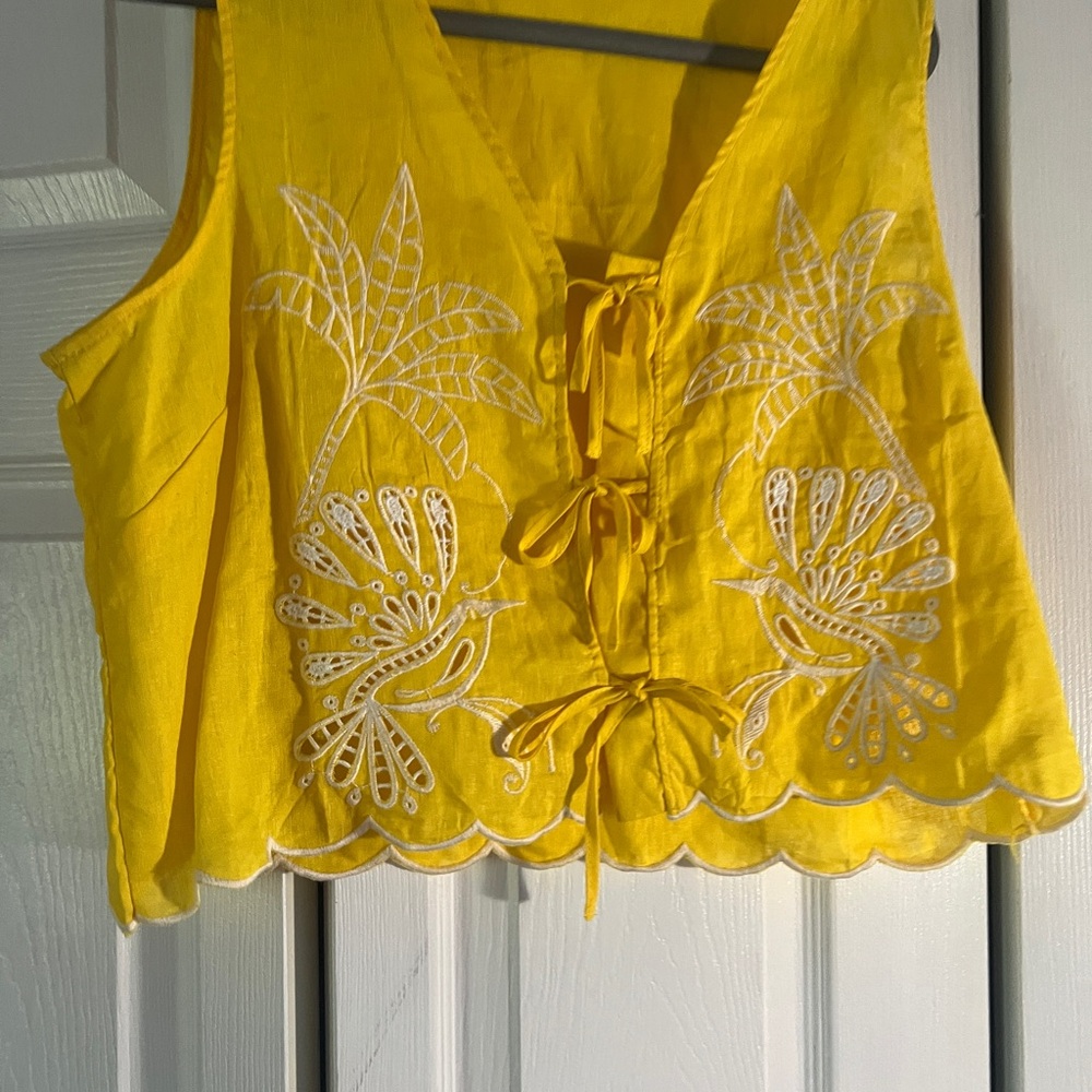 Christian Siriano Yellow Sleeveless Crop Tank Top - Picture 2 of 12